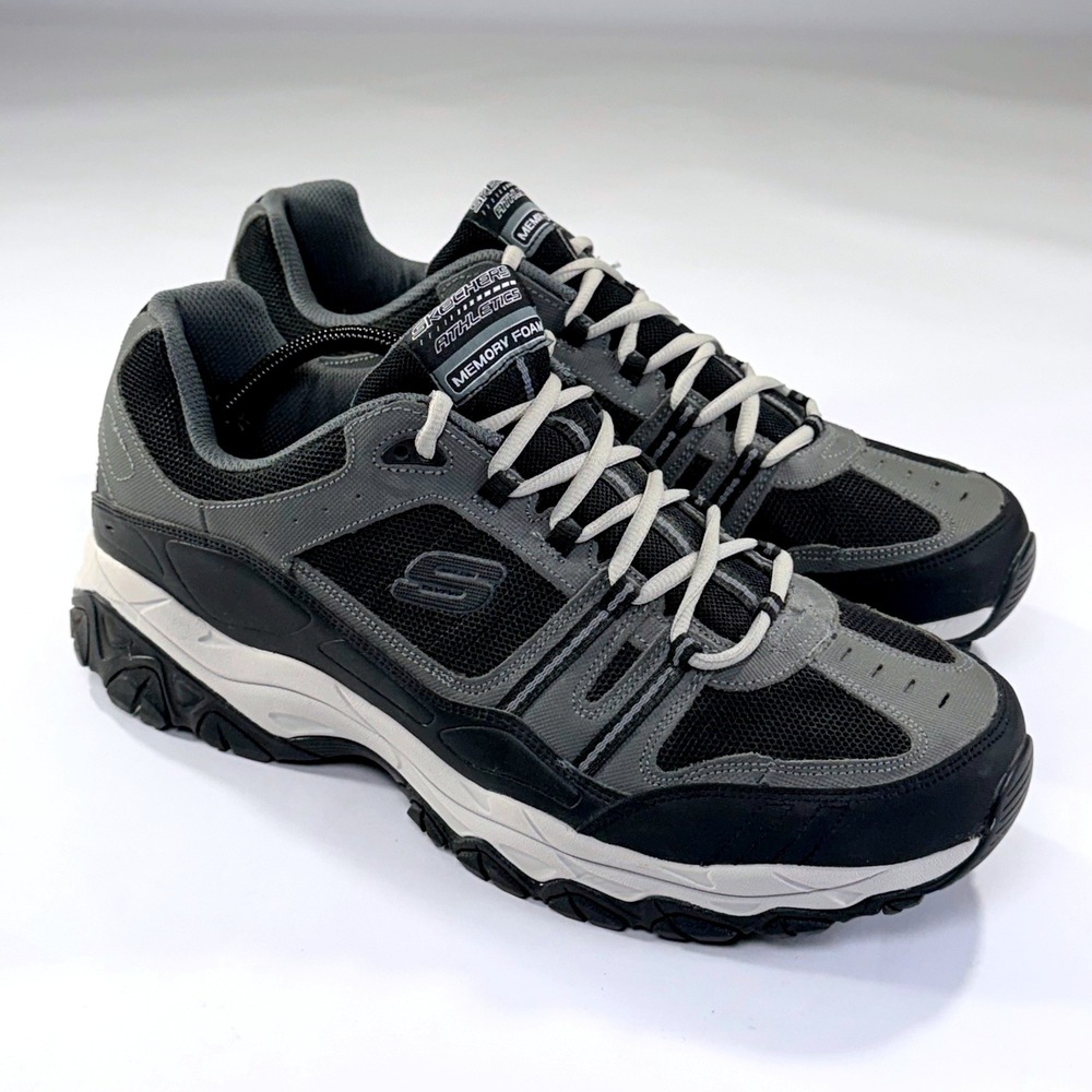 Skechers After Burn Memory Fit Sneakers Mens 14 Black Gray Athletic Trail Shoes